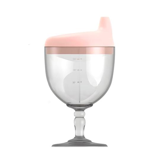 150 мл Детская винная кружка с удобной ручкой, силиконовой крышкой, бокалом для вина, кружкой для напитков, непроливающейся, обучающей кружкой с крышкой для выпуска воздуха, пластиковой кружкой для детского вина розовый
