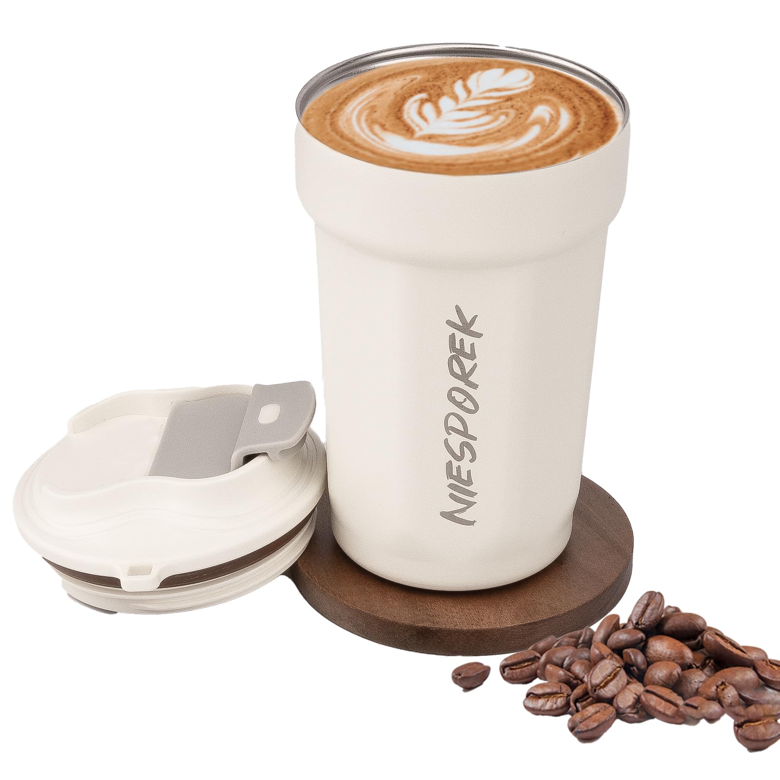 Niesporek Стакан с кружкой с кружкой с кофе Вакуумный портативный холодный нержавеющая сталь прямой белый крышка, крышка, крышка, чашка, изолированный, кружка, изоляция, сталь,