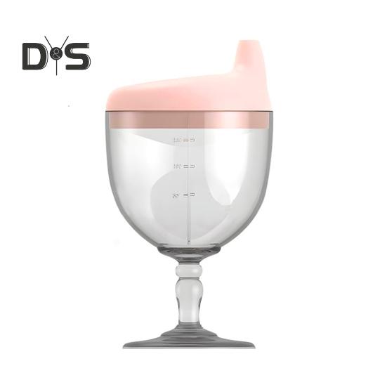 150 мл Детская винная кружка с удобной ручкой, силиконовой крышкой, бокалом для вина, кружкой для напитков, непроливающейся, обучающей кружкой с крышкой для выпуска воздуха, пластиковой кружкой для детского вина розовый