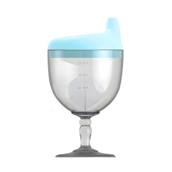 150 мл Детская винная кружка с удобной ручкой, силиконовой крышкой, бокалом для вина, кружкой для напитков, непроливающейся, обучающей кружкой с крышкой для выпуска воздуха, пластиковой кружкой для детского вина синий